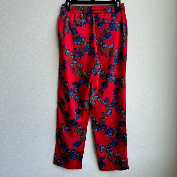 NWT J. Crew Collection SZ 4 Small Drapey Straight Leg Luxury Red Pants Floral - Picture 8 of 9